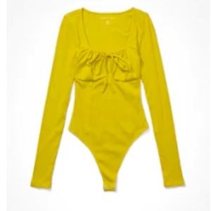 American Eagle Outfitters Green Tie Front Bodysuit